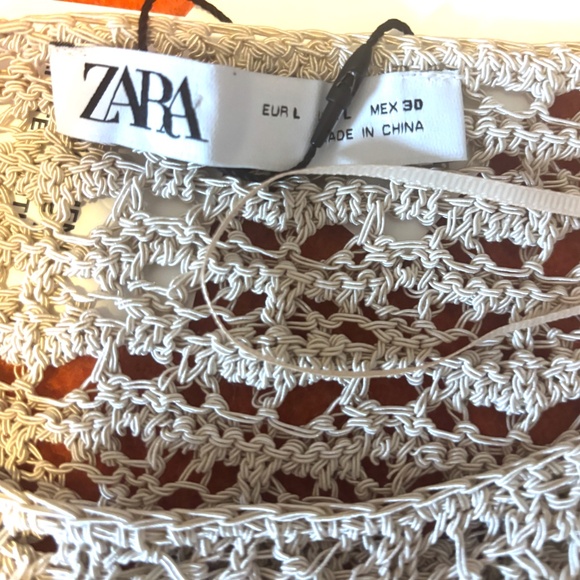 Zara cream sand boho crochet knit short sleeves long dress limited edition NWT - Picture 6 of 14